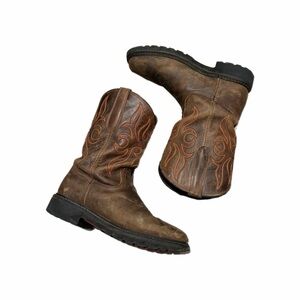 J.B. Dillon Work Boots Mens Size 9.5 Brown Leather Western Cowboy JBR 1122D